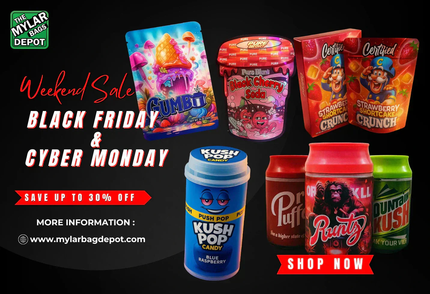 Black Friday to Cyber Monday: Get 30% Off All Orders at Mylar Kings