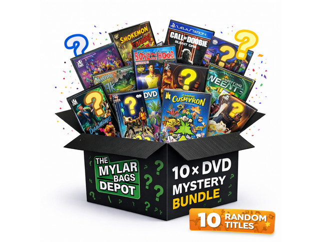 10 Pack 3.5g Bags with DVD Cases Mystery Bundle Storage Pouches Assorted Designs