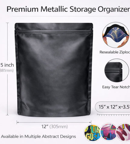 12-Pack 1lb (12" × 15") Heavy-Duty Zip Storage Bags – Assorted Designs