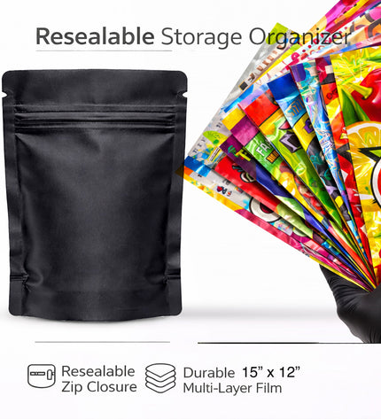 12-Pack 1lb (12" × 15") Heavy-Duty Zip Storage Bags – Assorted Designs