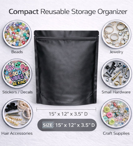 12-Pack 1lb (12" × 15") Heavy-Duty Zip Storage Bags – Assorted Designs