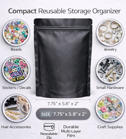 50-Pack 28g Large (6" x 8") Resealable Storage Mylar Pouches – Assorted Designs