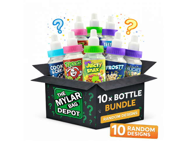 12 Pack Bottle-Style Plastic Packaging Containers – Assorted Designs