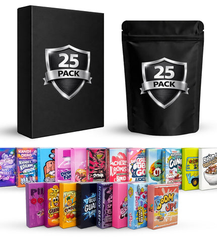 25-Pack 3.5g Small (3.5" × 5") Gift Boxes with Matching Zip Bags – Assorted Designs
