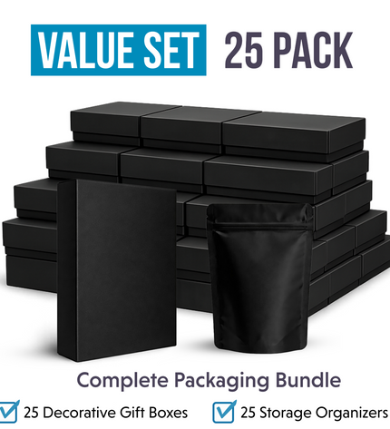25-Pack 3.5g Small (3.5" × 5") Gift Boxes with Matching Zip Bags – Assorted Designs