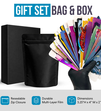 25-Pack 3.5g Small (3.5" × 5") Gift Boxes with Matching Zip Bags – Assorted Designs