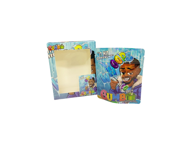 25 Pack 3.5g Whoops Gumbo Shaped Bags & Boxes | Mylar Kings