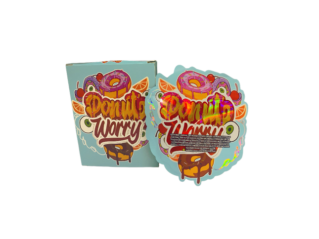 25 Pack 3.5g Donuts Worry Shaped Bags & Boxes by Mylar Kings