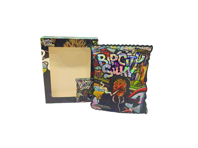 Shop 25 Pack 3.5g Bipcity Silky Shaped Bags & Window Boxes | Mylar Kings