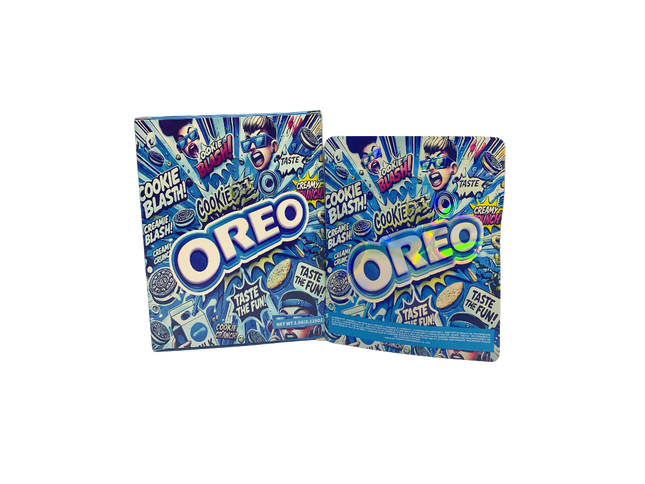 Mylar Kings 25 Pack 3.5g Oreo Cookie Blash Shaped Bags & Window Boxes