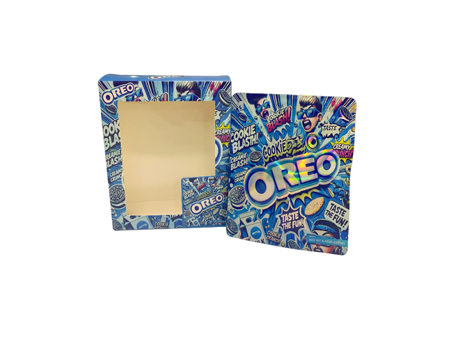 Mylar Kings 25 Pack 3.5g Oreo Cookie Blash Shaped Bags & Window Boxes