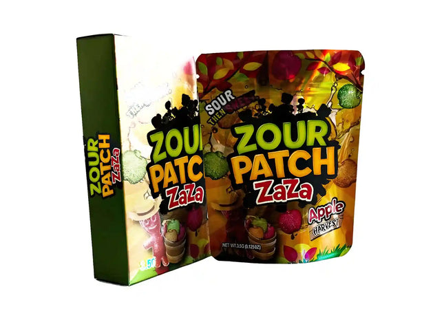 Mylar Bag Zour Patch Zaza candy packaging with colorful design on a white background