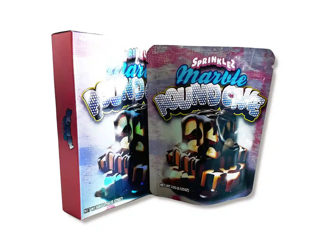 Large mylar bags, herb Mylar Bags, Mylar bag with box, Where to buy mylar bags, Custom mylar bags near me.   Sprinkle Popplers packaging with colorful design on a white background