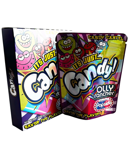 25 Pack 3.5g Mylar Bags with Boxes – Fruit Candy Graphic