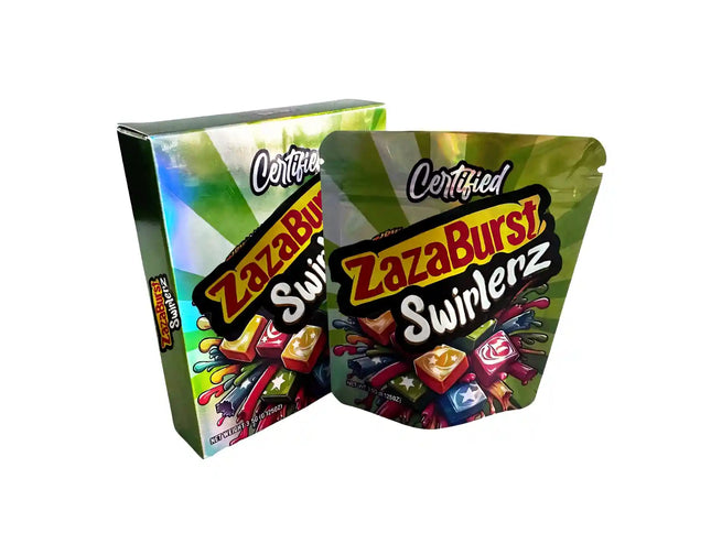 Mylar Bag ZazaBurst Swinlerz packaging on a white background