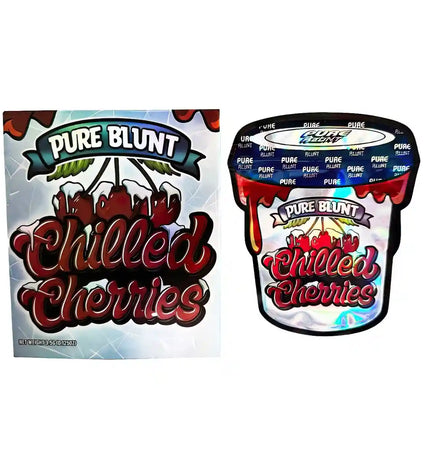 Mylar Bag Pure Blunt Chilled Cherries vape product packaging on a white background
