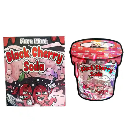 Mylar Bag Pure Blunt Black Cherry Soda packaging on a white background
