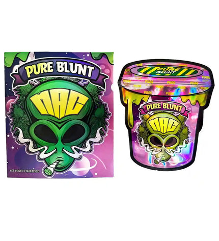 Mylar Bag Pure Blunt packaging with alien design on a white background