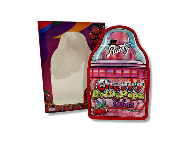 25 Pack 3.5g Mylar Bags with Window Boxes – Cherry Bottle Graphic