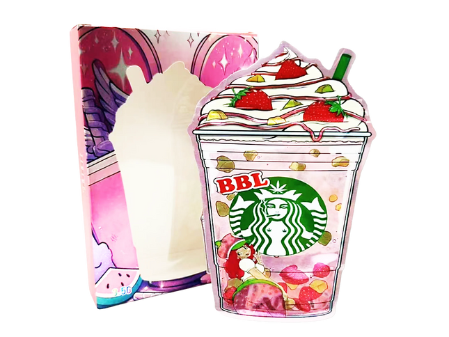 25 Pack 3.5g Shaped Mylar Bags & Window Boxes – Coffee Shop Inspired