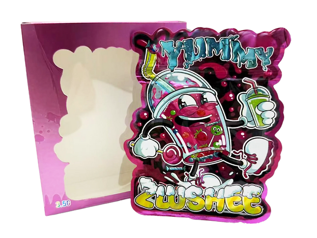 25 Pack 3.5g Shaped Mylar Bags & Window Boxes – Frozen Drink Inspired