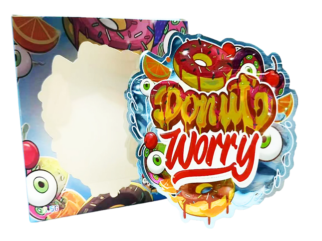 25 Pack 3.5g Mylar Bags with Matching Window Boxes – Donuts Design