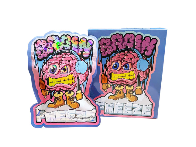 25 Pack 3.5g Shaped Mylar Bags & Boxes – Brain Freeze Design