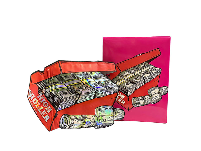 25 Pack 3.5g Shaped Mylar Bags & Boxes – High Roller Design