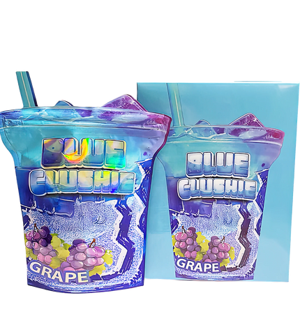 25 Pack 3.5g Shaped Mylar Bags & Boxes – Blue Zlushie Design
