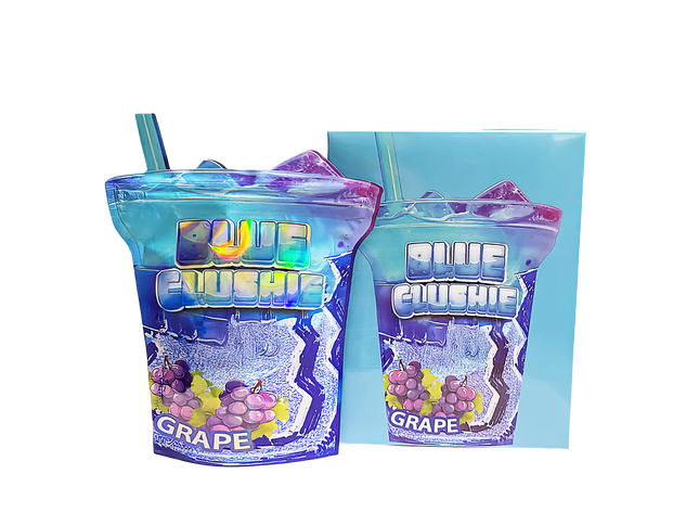 25 Pack 3.5g Shaped Mylar Bags & Boxes – Blue Zlushie Design