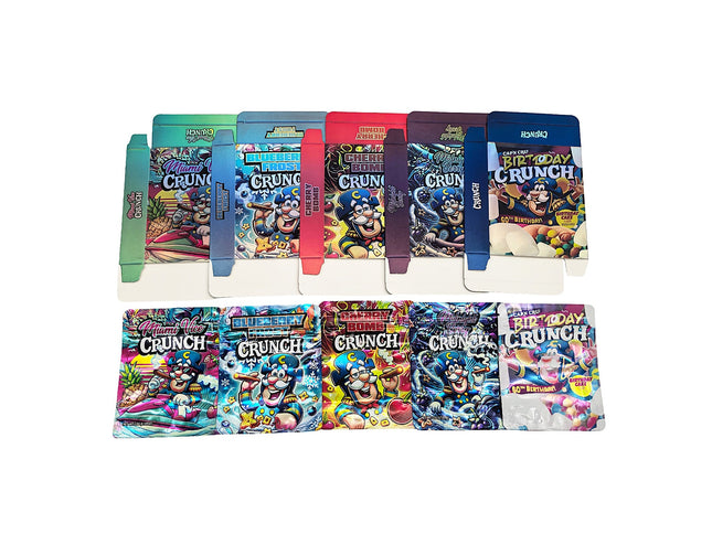 25-Pack 3.5g Shaped Mylar Bags & Boxes - Capt Crunch | Mylar Kings
