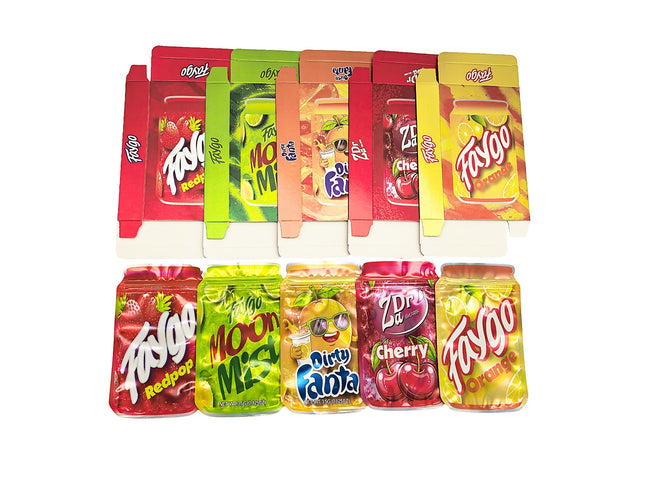 Shop 25-Pack 3.5g Shaped Mylar Bags & Boxes - Faygo Sodas | Mylar Kings