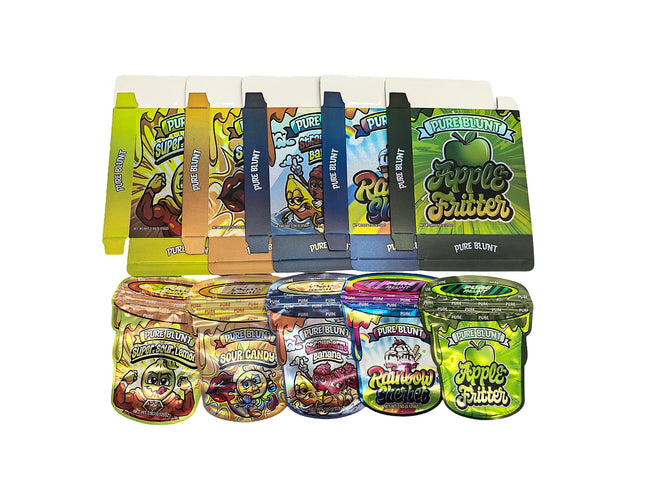 25-Pack 3.5g Shaped Mylar Bags & Boxes - Pure Storage TubeFlavors by Mylar Kings