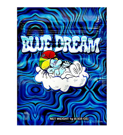 100 Pack 1g Mylar Bags – Blue Graphic