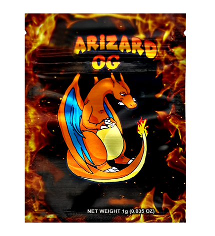 100 Pack 1g Mylar Bags – Fire Character Graphic
