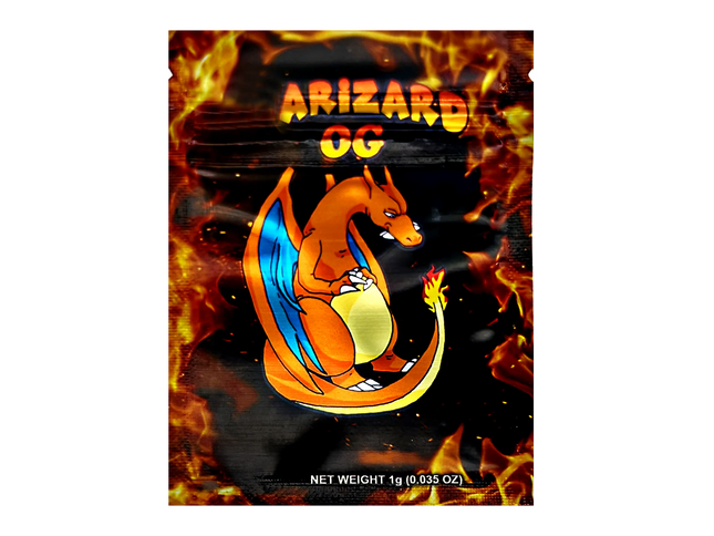 100 Pack 1g Mylar Bags – Fire Character Graphic
