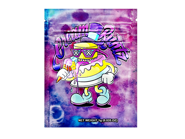 100 Pack 1g Mylar Bags – Cream Graphic