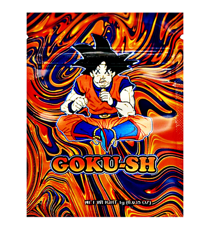 100 Pack 1g Mylar Bags – Orange Anime Graphic