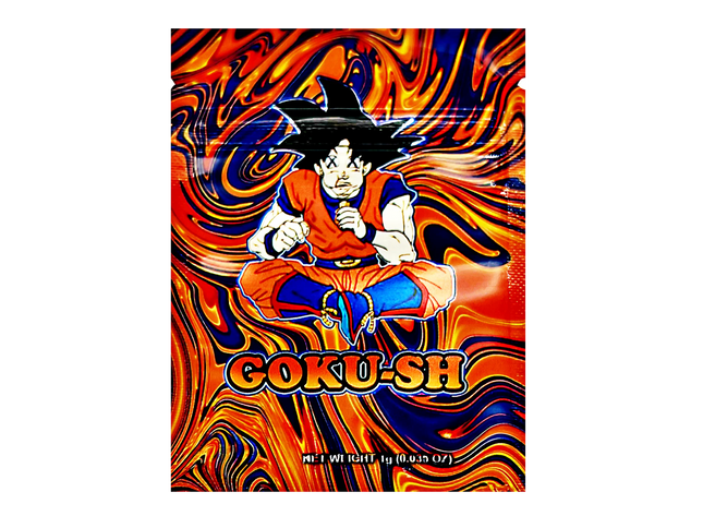 100 Pack 1g Mylar Bags – Orange Anime Graphic
