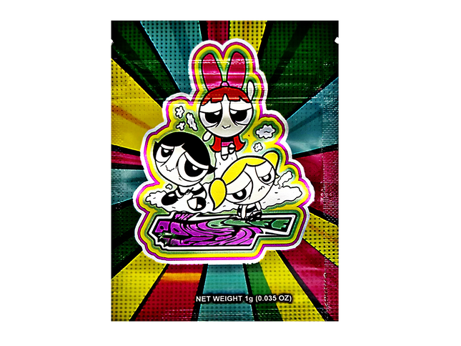 100 Pack 1g Unique Mylar Bags – Cartoon Graphic