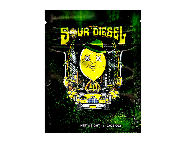 100 Pack 1g Unique Mylar Bags – Sour Lemon Graphic
