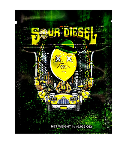 100 Pack 1g Unique Mylar Bags – Sour Lemon Graphic