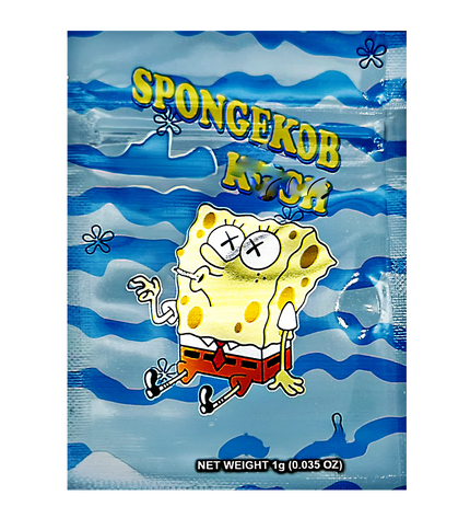 100 Pack 1g Unique Mylar Bags – Sponge Cartoon Graphic