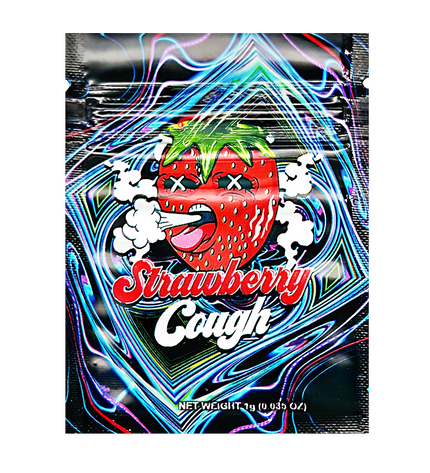 100 Pack 1g Unique Mylar Bags – Strawberry Graphic