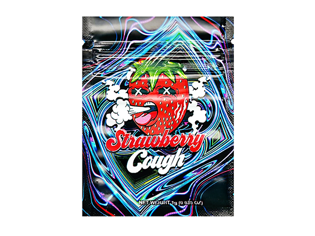 100 Pack 1g Unique Mylar Bags – Strawberry Graphic