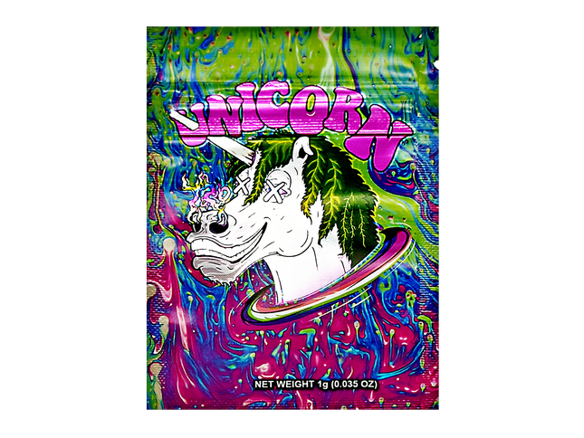 100 Pack 1g Unique Mylar Bags – Unicorn Graphic