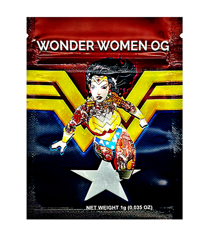 100 Pack 1g Unique Mylar Bags – Wonder Woman Character Graphic