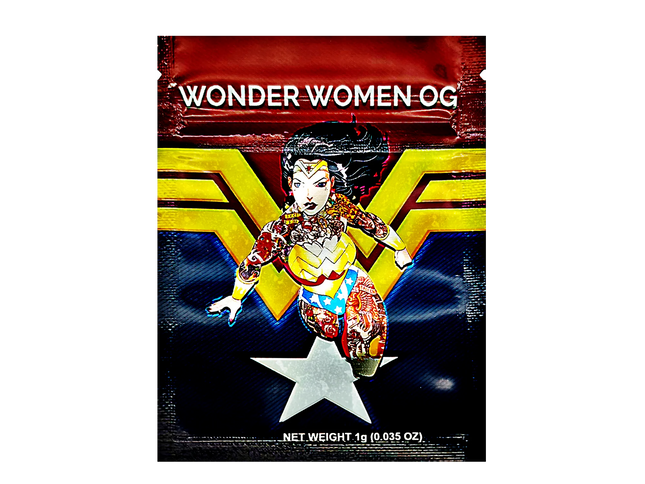 100 Pack 1g Unique Mylar Bags – Wonder Woman Character Graphic
