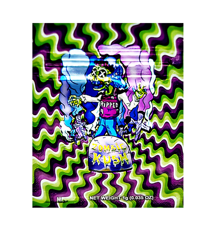 100 Pack 1g Unique Mylar Bags – Zombie Character Graphic