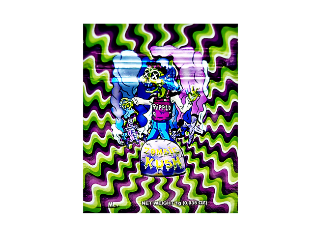 100 Pack 1g Unique Mylar Bags – Zombie Character Graphic